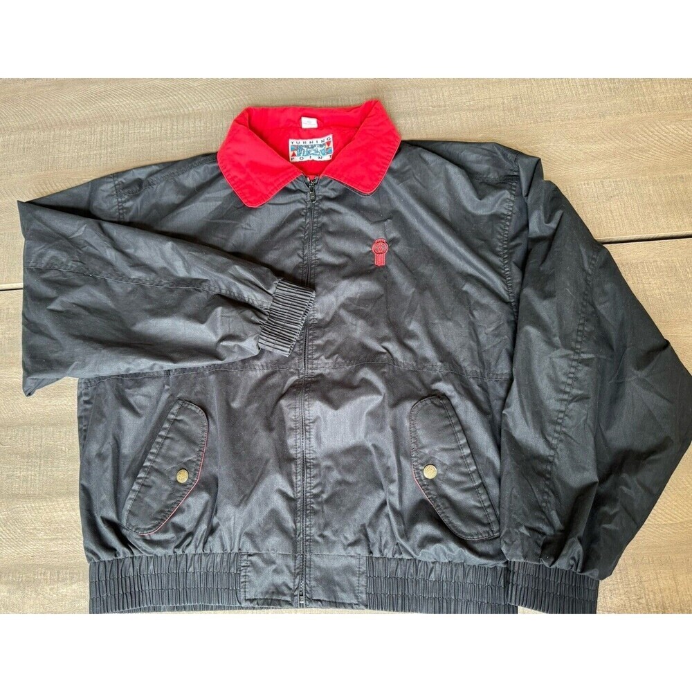 Turning Point Jacket Men's Full Zipper black red KW logo windbreaker size XL